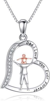 wholesale 925 Sterling Silver Dad I Love You Forever Pendant Necklaces for Men Women s-Dad Daughter