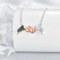 wholesale 925 Sterling Silver Double Rose Gold Hearts with Black Bat Wing and White Angel Wing Charm Necklaces Gifts for Women-0-2