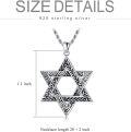wholesale 925 Sterling Silver Star of David Pendant for Men's Necklaces with Rope Chain 3mm Length: 64cm/Lengths Available from 7 to 8 inches (Silver Tone)-0-5