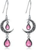 wholesale Sterling Silver Moon Earrings w Emerald Amethyst Ruby Sapphire Pink Peridot Aquamarine Citrine Black Rainbow Topaz Celtic Dangle Drops-0-10