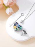 wholesale 925 Sterling Silver Heart Cremation Jewelry with Abalone Shell and Flower Design for Ashes Keepsake Memorial Urn Pendant Necklace-0-3
