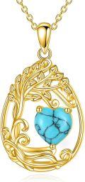 wholesale Sterling Silver Yellow Gold Plated Gemstone Tree of Life Pendant Necklace-0-59