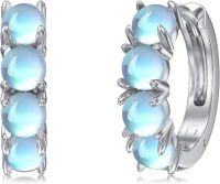 wholesale 925 Sterling Silver Moonstone Cat Claw Huggie Hoop Earrings for Women -Moonstone