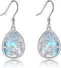 wholesale 925 Sterling Silver Rainbow Moonstone Butterfly Dangle Earrings 17x12mm Gift-0-0