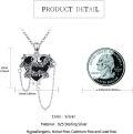 wholesale 925 Sterling Silver Heart-Shaped Black Onyx Bat and Spider Design Gothic Punk Style Pendant Necklace with Chain for Women Girls  46cm Length-0-5