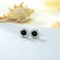 wholesale 925 Sterling Silver Black Onyx & Cubic Zirconia Twist Design Stud Earrings for Women Gift Boxed-0-2