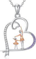 wholesale 925 Sterling Silver Heart Gymnastics Girl Necklace Gift for Women Girls-0-0