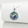 wholesale 925 Sterling Silver Abalone Shell Phoenix Dragon Celtic Crescent Necklace Pendant-0-1