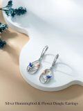 wholesale 925 Sterling Silver Blue Enamel Hummingbird Drop Leverback Earrings for Women Gift Ideas-0-4