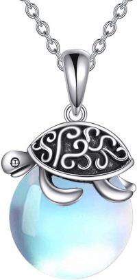 wholesale 925 Sterling Silver Blue Opal Sea Turtle Pendant Necklace for Women Girls-T-Turtle-B