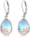 wholesale 925 Sterling Silver Teardrop Dangle Earrings with Blue Opal and Rose Gold Plated Birds Design for Women-0-0