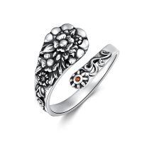 wholesale 925 Sterling Silver Flower Design Adjustable Ring with Orange Stone for Women and Girls-spoon rings