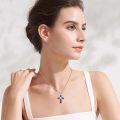 wholesale 925 Sterling Silver & Lapis Lazuli Celtic Cross Trinity Knot Pendant Necklace-0-3