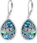 wholesale 925 Sterling Silver Abalone Shell Butterfly Drop Earrings-0-0