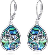 wholesale 925 Sterling Silver Abalone Shell Butterfly Drop Earrings-Butterfly