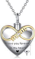 wholesale 925 Sterling Silver Two Tone Mom Infinity Heart Cremation Urn Necklace Memorial Pendant-0-0