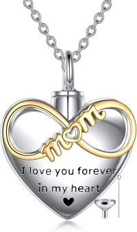 wholesale 925 Sterling Silver Two Tone Mom Infinity Heart Cremation Urn Necklace Memorial Pendant-Mom Urn Necklace