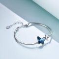 wholesale Sterling Silver Austrian Crystal Infinity Morpho Helena Butterfly Bangle Bracelet-0-2