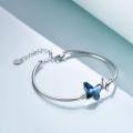 wholesale Sterling Silver Austrian Crystal Infinity Morpho Helena Butterfly Bangle Bracelet-0-2