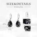 wholesale Daisy/hibiscus/lotus/rose/peony/sunflower Earrings 925 Sterling Silver Teardrop Black Onyx Dangle Earrings Vintage Flower Jewelry Gifts For Women -0-5