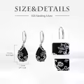 TOUPOP Sterling Silver Black Onyx Daisy Hibiscus Lotus Rose Peony Sunflower Dangle Earrings-0-5