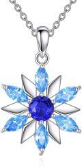wholesale 925 Sterling Silver Blue Crystal Snowflake Pendant Necklace - Winter  for Women-0-0