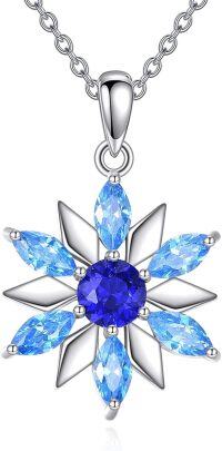 wholesale 925 Sterling Silver Blue Crystal Snowflake Pendant Necklace - Winter  for Women-Snowflake B