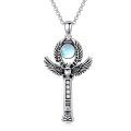 wholesale 925 Sterling Silver Moonstone Scarab Pendant Necklace-0-0