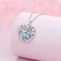 TOUPOP Sterling Silver Aquamarine Tree Of Life Pendant Necklace-0-4