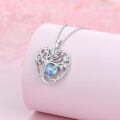 TOUPOP Sterling Silver Aquamarine Tree Of Life Pendant Necklace-0-4