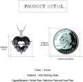 wholesale 925 Sterling Silver Heart-Shaped Bat Design Black Crystal Gothic Pendant Necklace-0-3