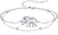 wholesale 925 Sterling Silver Elephant Charm Bracelet with Cubic Zirconia - Adjustable Size for Women and Girls-0-0