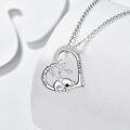 wholesale 925 Sterling Silver Koala Heart Pendant Necklace with Cubic Zirconia Stones for Women-0-1