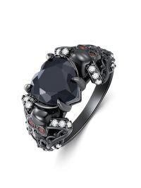 wholesale 925 Sterling Silver Rings Wholesale With Blue Crystal And Butterfly Design-6 Skull Ring