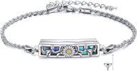 wholesale 925 Sterling Silver Abalone Shell Daisy Flower Urn Keepsake Memorial Bracelet with Funnel and Fill Kit-Sunflower