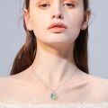 wholesale 925 Sterling Silver Green Jade Pendant with Blue Hummingbird and Gold Flowers Necklaces Gifts for Women & Girls-0-1