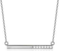 wholesale 14K Gold CZ Bar Pendant Necklace for Women 20 Chain Length-White Gold
