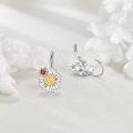 wholesale 925 Sterling Silver Ladybug Daisy Drop Earring Set - Hypoallergenic Floral Jewelry for Women-0-2