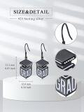 wholesale 925 Sterling Silver Black Cube Graduation Cap Dangle Earrings for Women's High School College  Ideas-0-1