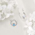wholesale 925 Sterling Silver Blue Opal Owl Huggie Hoop Earrings for Women Girls -0-4