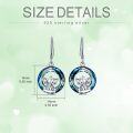 wholesale 925 Sterling Silver Blue Crystal Elephant Dangle Earrings for Women Girls  4cm Long-0-3