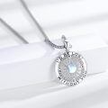 wholesale 925 Sterling Silver Compass Necklace With Rainbow Moonstone And Engraved Quote-0-4
