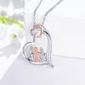 wholesale 925 Sterling Silver Family of Three in Heart Pendant Necklace  for Women Sister Mom Friend-0-4