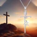 wholesale 925 Sterling Silver Faith Cross Pink Ribbon Necklace for Women - Breast & Ovarian Cancer Awareness Jewelry-0-5