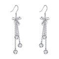 wholesale 925 Sterling Silver Bowknot Crystal Chain Tassel Threader Dangle Earrings for Women-0-0