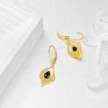 wholesale 925 Sterling Silver Teardrop Filigree Leverback Drop Earrings with Black Onyx and Gold Plating-0-2
