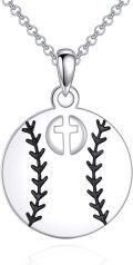 wholesale 925 Sterling Silver Baseball Cross Charm Pendant Necklace Sports Gift for Women-0-0