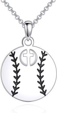 wholesale 925 Sterling Silver Baseball Cross Charm Pendant Necklace Sports Gift for Women-Baseball