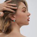 wholesale 925 Sterling Silver Heart-Shaped Genuine Turquoise Leverback Earrings (10-11 mm)-0-1