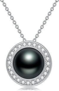 wholesale Sterling Silver Freshwater Black Pearl Necklace 8 10mm AAAA 18 +2 Adjustable-10mm-Style3-A3